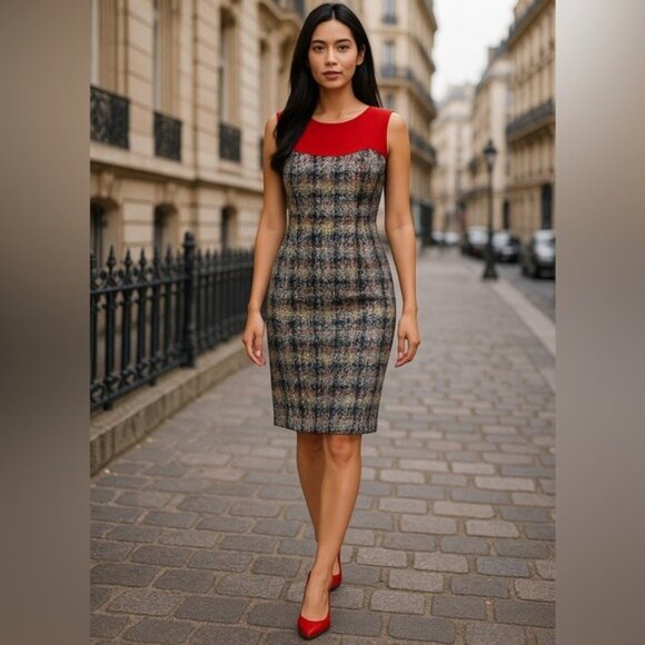 Carolina Herrera Sleeveless Tweed Sheath Dress Black/White/Grey Size 2 Elegant - Picture 16 of 16